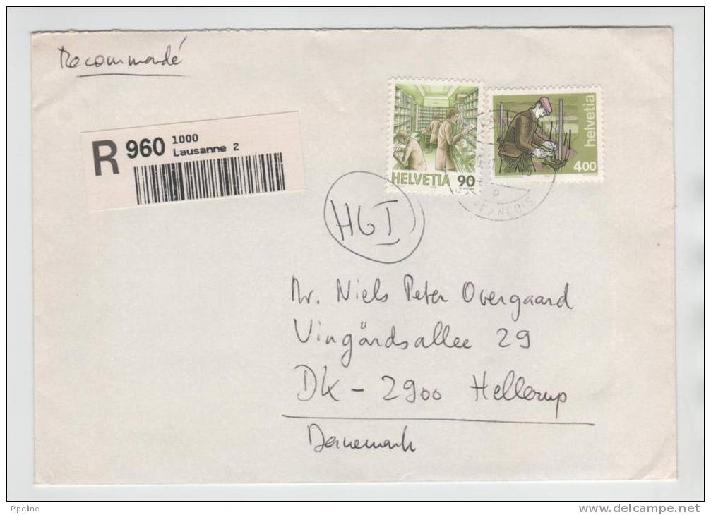 Switzerland Registered Cover Lausanne 29-1-1995 Sent To Denmark - Covers & Documents