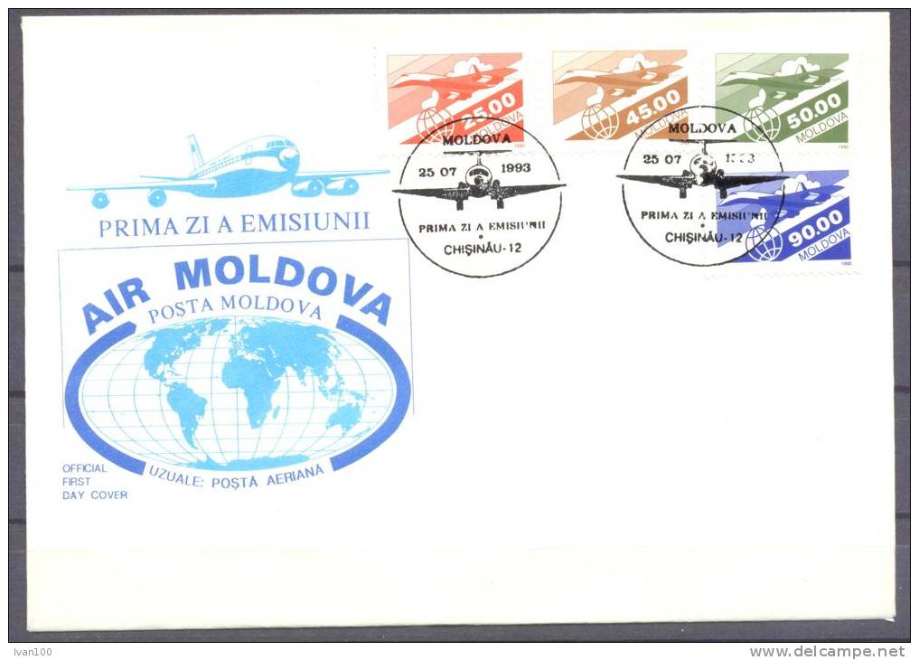 1993. Moldova, Air-mail  Post II, FDC, Mint/** - Moldova