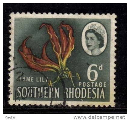 Southern Rhodesia Used 1964, 6d Flame Lily, Plant, - Rhodesia Del Sud (...-1964)