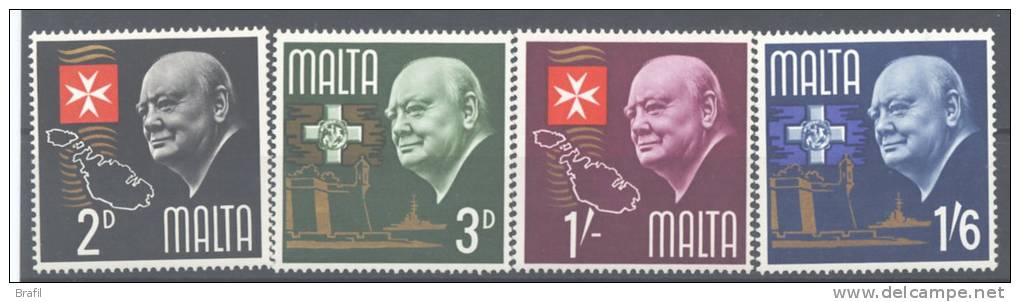 1966 Malta, Churchill, Serie Completa Nuova (**) - Malta