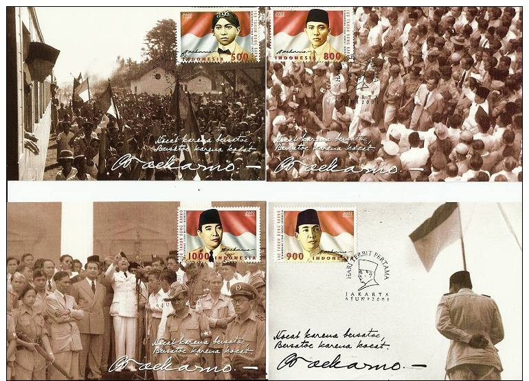 Indonesia: Set Of Five Postcards ´Bung Karno´ - 2001 - Indonesien