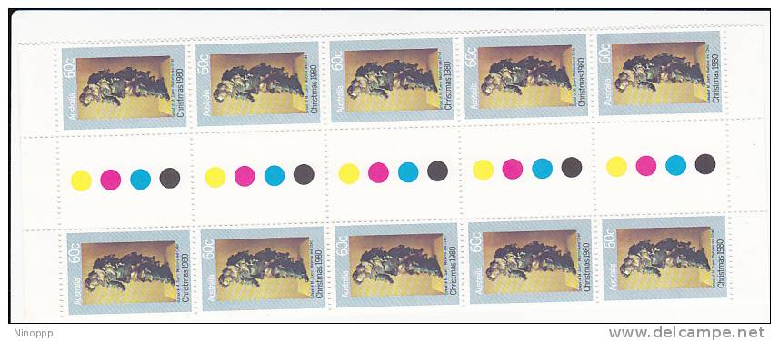 Australia-1980 Christmas 60c  Madonna Gutter Strip MNH - Blocks & Sheetlets