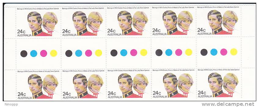Australia-1981 Royal Wedding 24c Couple Gutter Strip   MNH - Blocks & Sheetlets