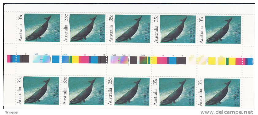 Australia-1982 Whales 35c  Southern Whale Gutter Strip   MNH - Blocks & Sheetlets