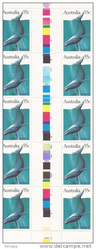 Australia-1982 Whales 55c Blue  Gutter Strip   MNH - Blocs - Feuillets