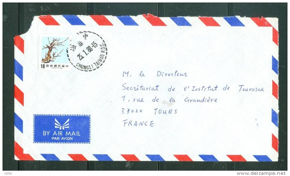 Lettre Pour La France En 1988 , Timbre Oblitéré Cachet Pointillet Chungli Taiwan R.D.C.  - Phi12101 - Lettres & Documents