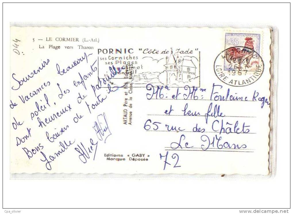 44 LE CORMIER (La Plaine Sur Mer) Plage Vers Tharon, Ed Gaby 5, CPSM 9x14, 1967 - La-Plaine-sur-Mer