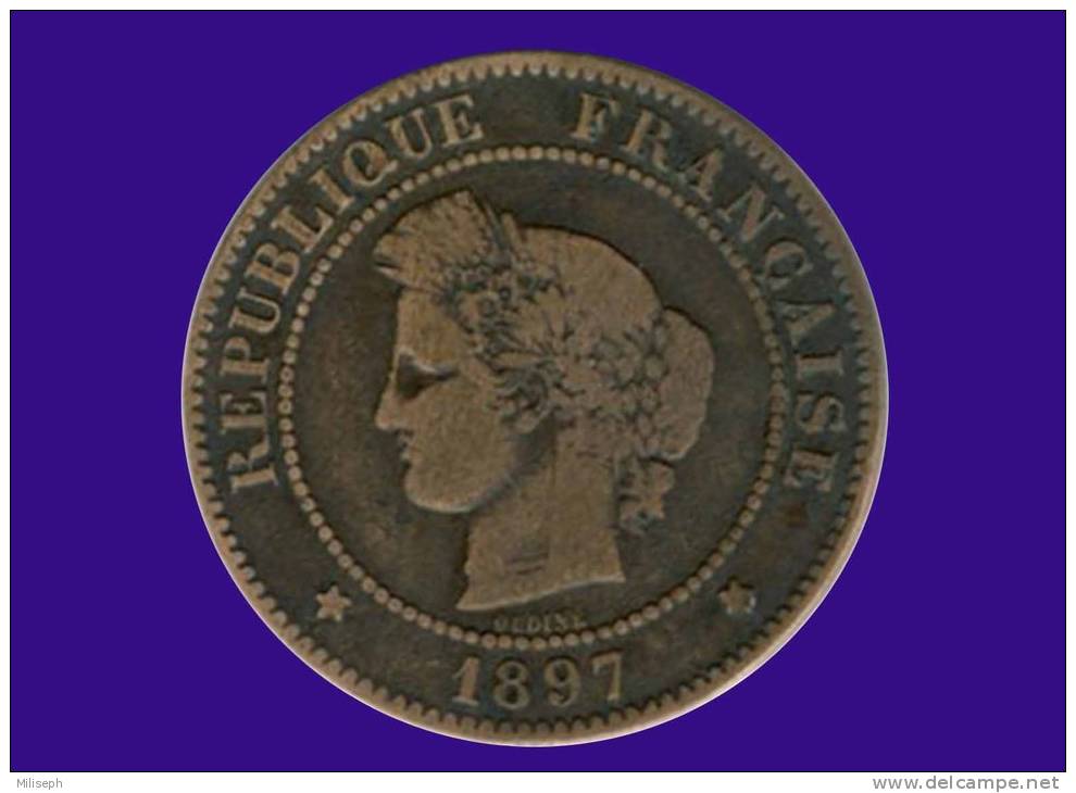 Pièce De Monnaie République Francaise - 5 Centimes -  1897    (1782) - Autres & Non Classés