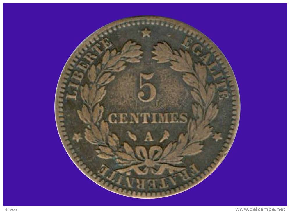 Pièce De Monnaie République Francaise - 5 Centimes -  1897    (1782) - Autres & Non Classés