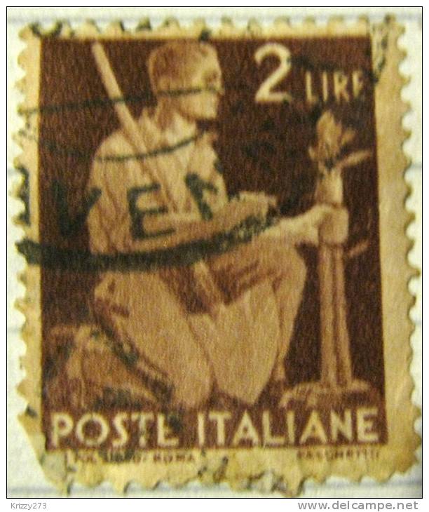 Italy 1945 Gardener Tying Sapling To Stake 2l - Used - Oblitérés