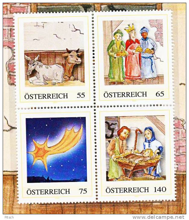 Personalisierte Marken - Viererblock Mit Verschiedenen Marken Und Wertstufen - Weihnachtsmotiv - Unused Stamps