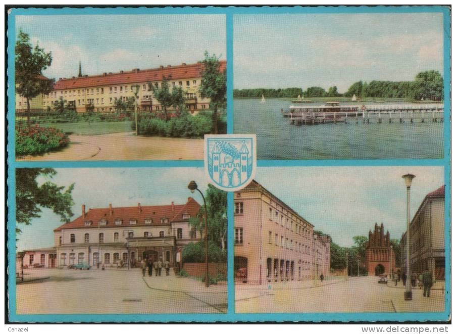 AK Neubrandenburg: Badstübnerstraße, Bahnhof, Tollensesee, Straße Der DSF, 1963 - Neubrandenburg