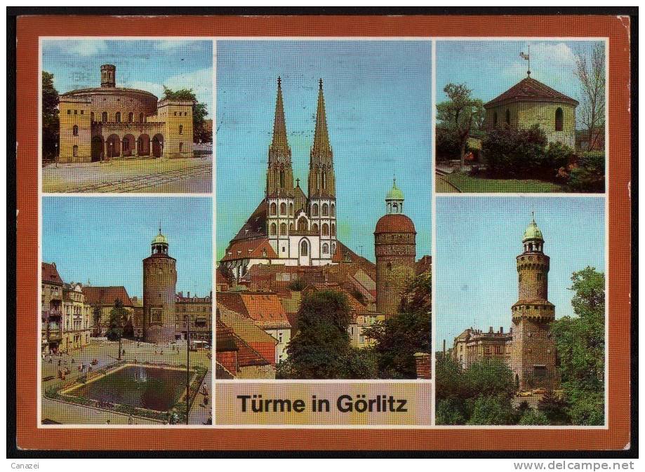 AK Görlitz: Türme, Kaisertrutz, Dicker Turm, Nikolaiturm, Wehrturm, Gel 1986 - Goerlitz