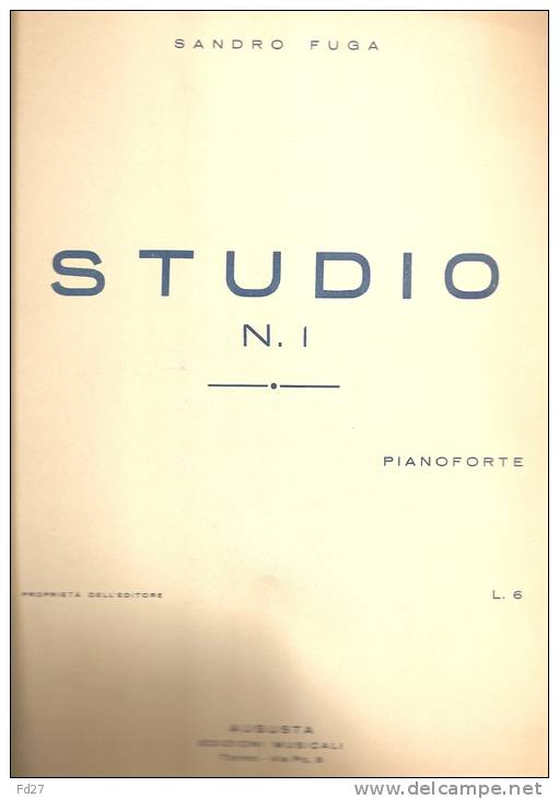 PARTITION DE SANDRO FUGA: STUDIO N°1 - PIANOFORTE - D-F