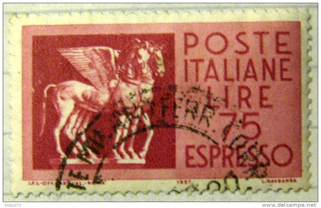 Italy 1957 Express Delivery 75l - Used - Poste Exprèsse/pneumatique