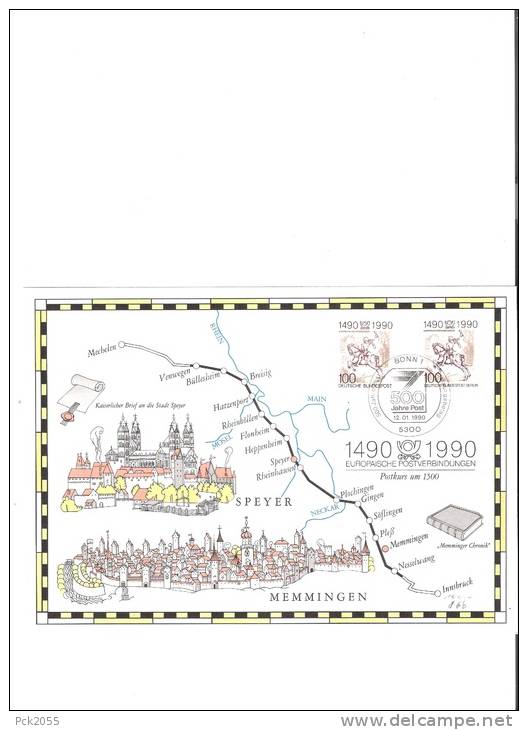 Bund FDC 1990 Nr.1445 +Berlin Nr.860  500 Jahre Post ( Dg 49 )NP - 1981-1990