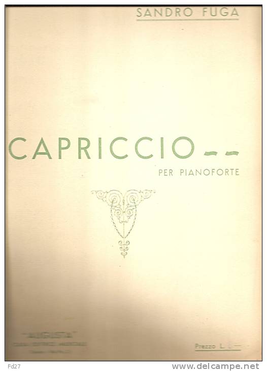 PARTITION DE SANDRO FUGA: CAPRICCIO - PER PIANO FORTE - D-F