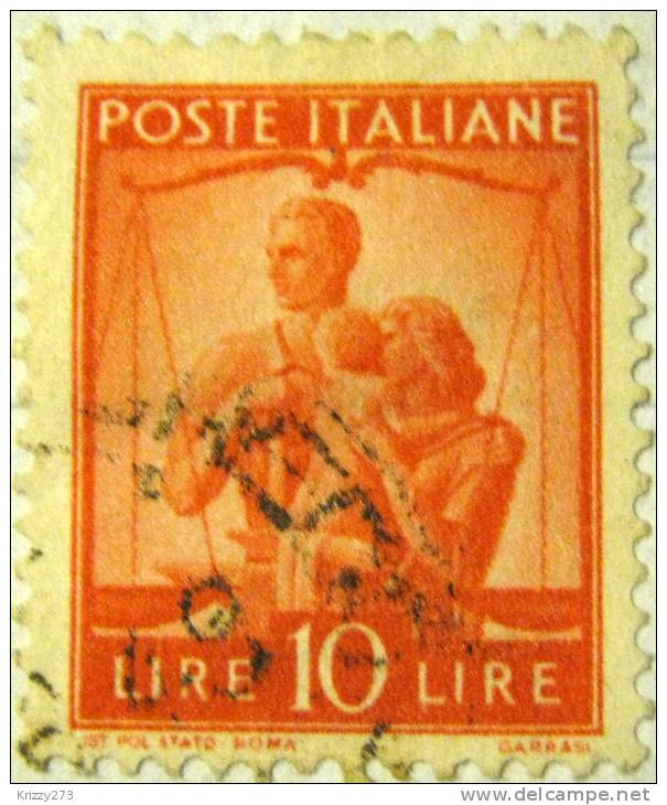 Italy 1945 Work Justice And Family 10l - Used - Afgestempeld