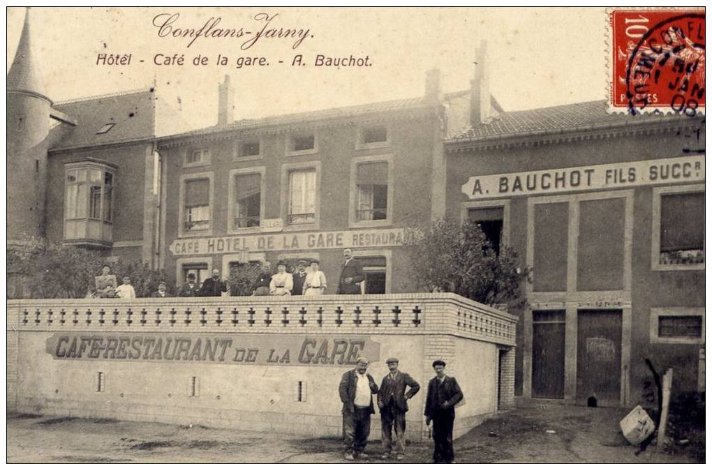 Conlans-Jarny. Hôtel- Café De La Gare. A. Bauchot. - Autres & Non Classés