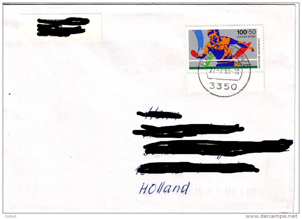 Table Tennis Germany Stamp On Mailed Cover - Tenis De Mesa