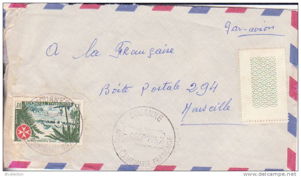 SOUANKE ( Petit Bureau ) CONGO - 1957 - Afrique,colonies Francaises,avion,lettre,m Arcophilie,rare - Lettres & Documents