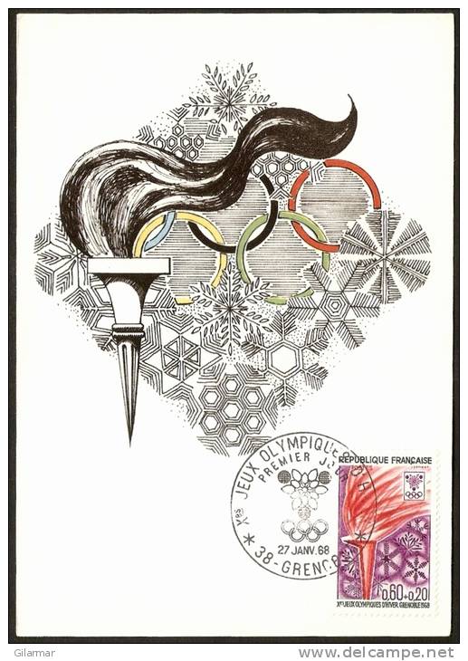 FRANCE GRENOBLE 1968 - OLYMPIC WINTER GAMES GRENOBLE 1968 - MAXIMUM CARD - Winter 1968: Grenoble