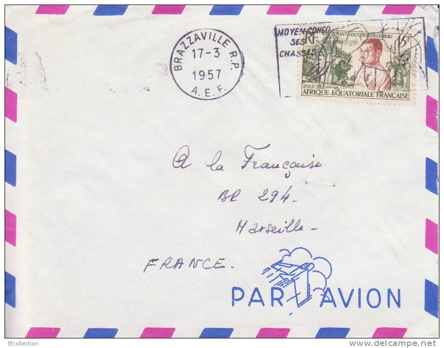 BRAZZAVILLE - R.P. - CONGO - 1957 - Afrique,colonies Francaises,avion,lettre,f Lamme,marcophilie - Briefe U. Dokumente