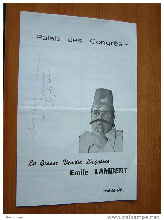 Palais Des Congrès La Grosse Vedette Liègeoise EMILE LAMBERT Présente / GEHANDTEKEND Signé YETTY ( Details Zie Foto ) ! - Autres & Non Classés