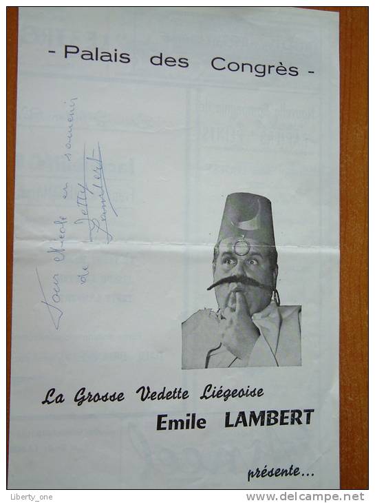 Palais Des Congrès La Grosse Vedette Liègeoise EMILE LAMBERT Présente / GEHANDTEKEND Signé YETTY ( Details Zie Foto ) ! - Autres & Non Classés