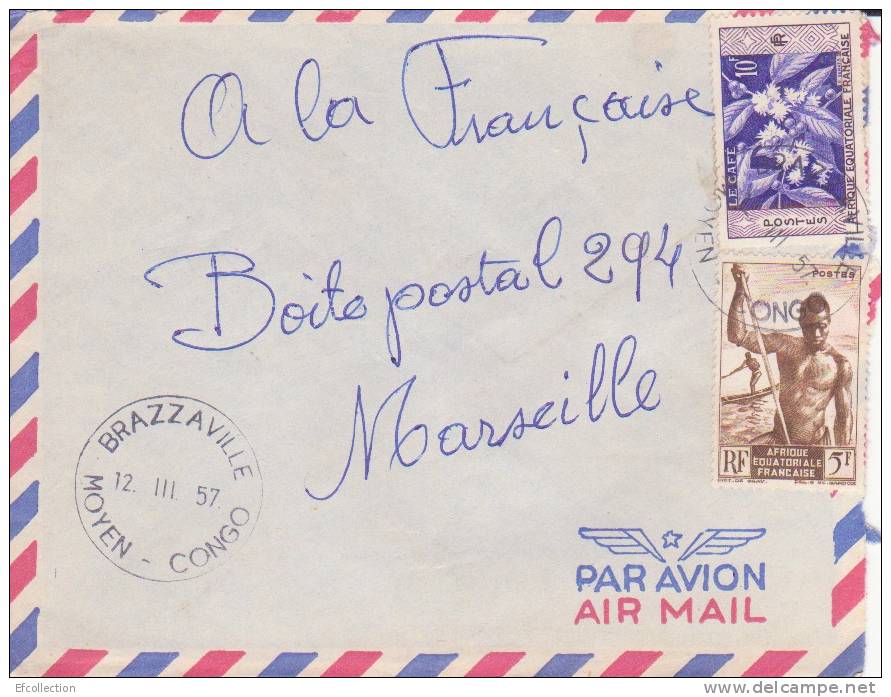 BRAZZAVILLE - MOYEN CONGO - 1957 - Afrique,colonies Francaises,avion,lettre,m Arcophilie - Lettres & Documents