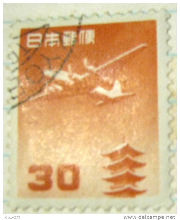 Japan 1951 Airplane Over Horyuji Pagoda 30y - Used - Oblitérés