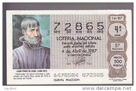 Lottery - Espana - Spain - Juan Ponce De Leon - Lottery Tickets