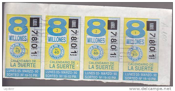 Lottery - Loteria Del Tachira - Lottery Tickets