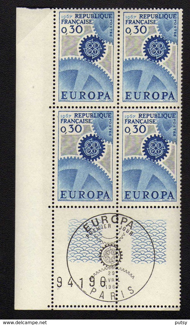 N° 1521 "Europa" Bloc De Quatre, Oblitération 1er Jour PARIS. - 1960-1969