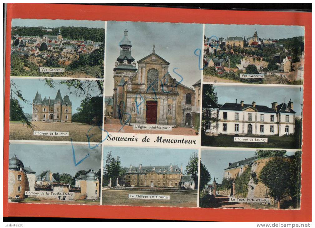 CPA  22.- SOUVENIR DE MONTCONTOUR.- MULTICARTE Multi-vues -Timbre Seul Sur Lettre.- JAN-ALB-2012-0263 - Moncontour