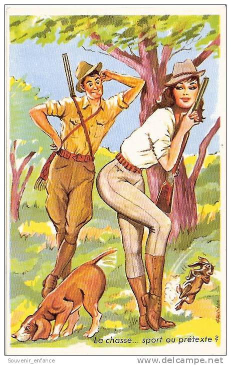 CP La Chasse Sport Ou Pretexe Louis Carrière Pin Up Jolie Fille - Carrière, Louis