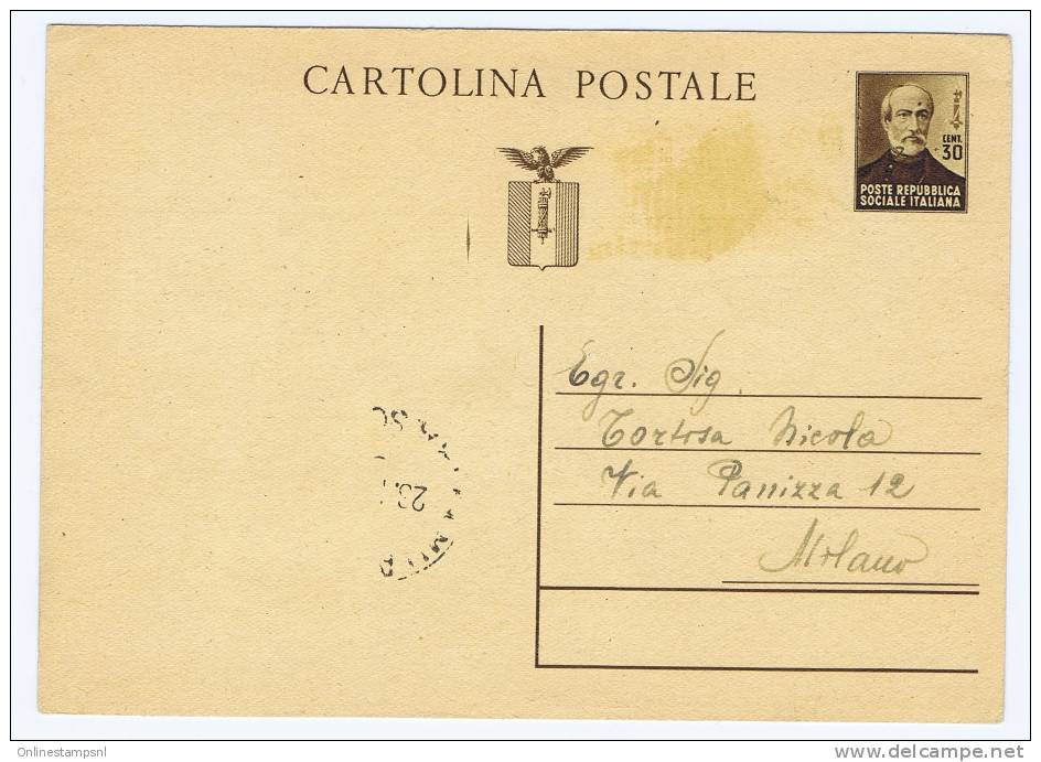 Italy Cartolina Postale  Michel P126  , Used 1944, Mazzini - Entiers Postaux