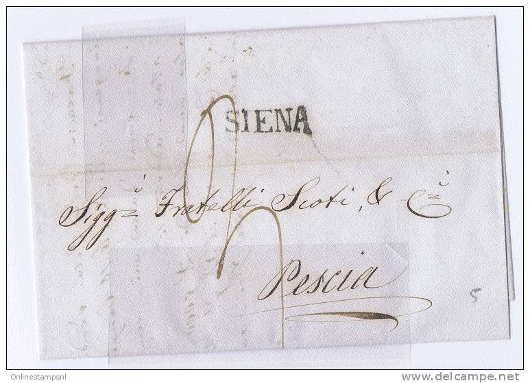 Italy Toscane Letter Cover Sienna To Pescia (PT), 1843, Porto 3 - 1. ...-1850 Prefilatelia