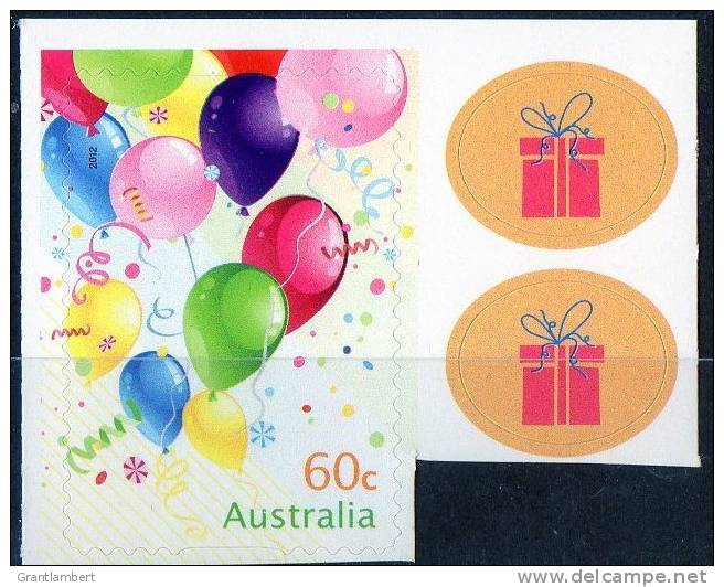 Australia 2012 Precious Moments 60c Balloons Self-adhesive MNH With 2 Gift Stickers - Mint Stamps