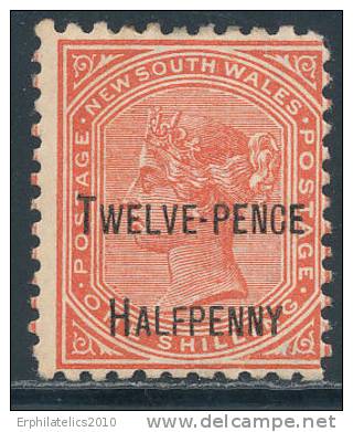 AUSTRALIAN STATES NEW SOUTH WALES QUEEN VICTORIA 1891 SC# 94B PERF 11:12 F OG HR - Mint Stamps