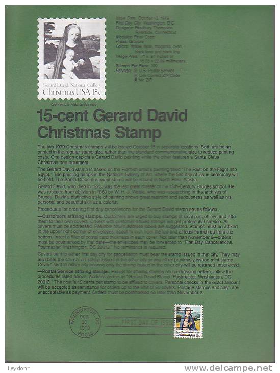 Souvenir Page FDC - Christmas Stamp - Madonna And Child - 1971-1980