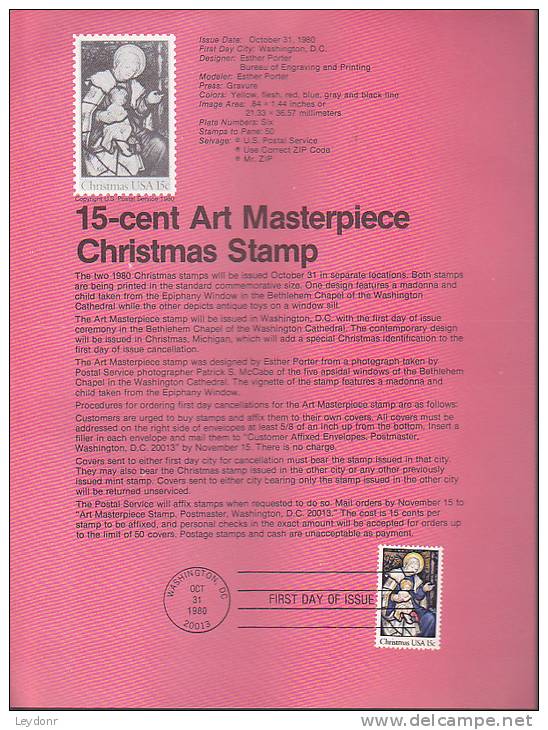 Souvenir Page FDC - Christmas 1980 - 1971-1980