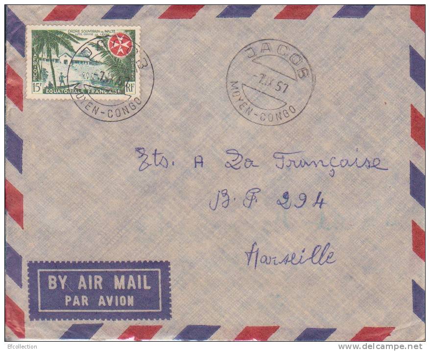 JACOB ( Petit Bureau ) MOYEN CONGO - 1957 - Afrique,colonies Francaises,avion,lettre,m Arcophilie,rare - Briefe U. Dokumente
