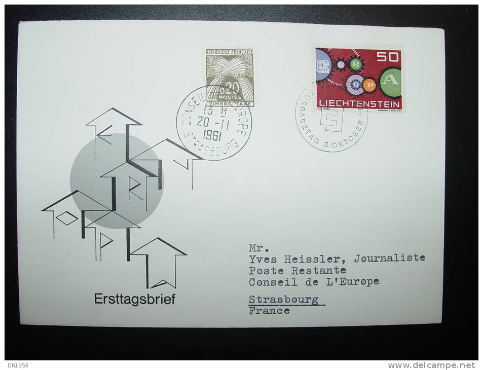 LIECHTENSTEIN CONSEIL DE L´EUROPE EUROPA PARLAMENT  FDC TIMBRE TAXE TYPE GERBES - Postage Due