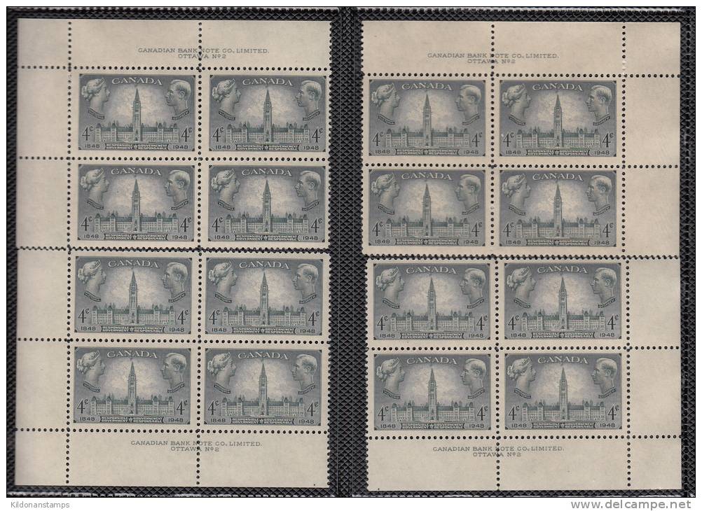 Canada 1948 Mint No Hinge (see Desc), Corner Blocks Plate #1, Sc# 277 - Nuovi