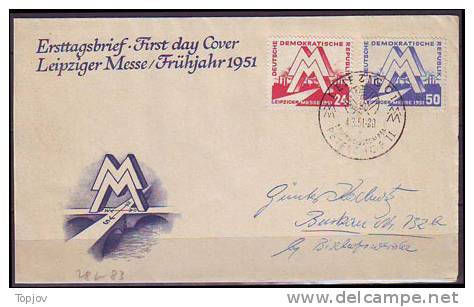 GERMANY  - DDR  -   LEIPZZIG MESSE - FAIR  - FDC - 1951 - Pelikane