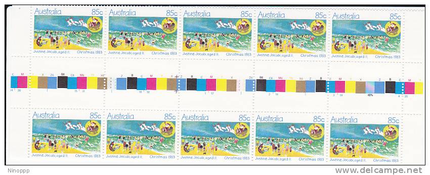 Australia-1983 Christmas 85c  Holidays Gutter Strip  MNH - Blocks & Sheetlets