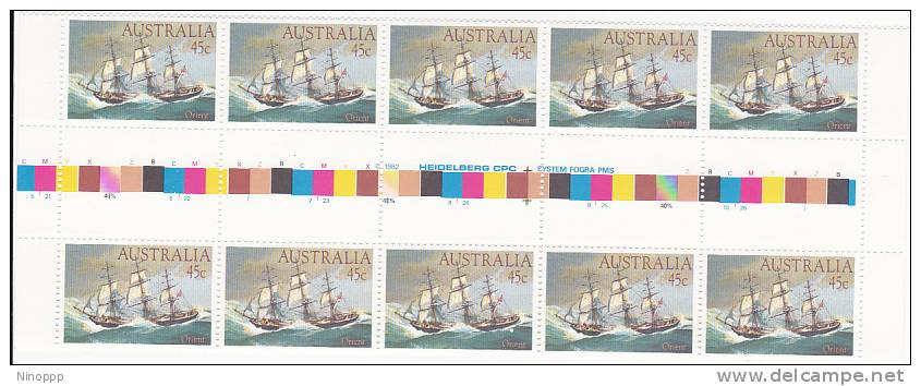 Australia-1984 Clipper Ships 45c Orient Gutter Strip    MNH - Blocks & Sheetlets