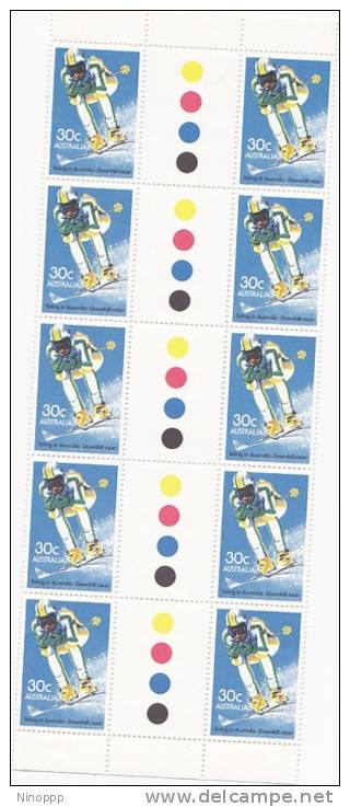 Australia-1984 Skiing 30c Racer    Gutter Strip  MNH - Blocs - Feuillets