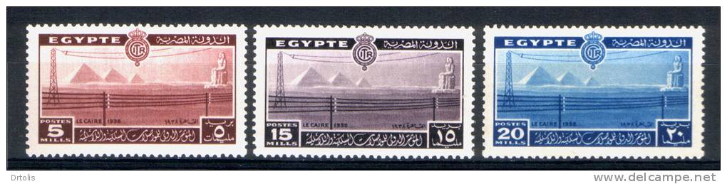 EGYPT / 1938 / INTL. TELECOMMUNICATIONS CONFERENCE / PYRAMIDS / COLOSSUS OF THEBES / EGYPTOLOGY / MH - Ungebraucht